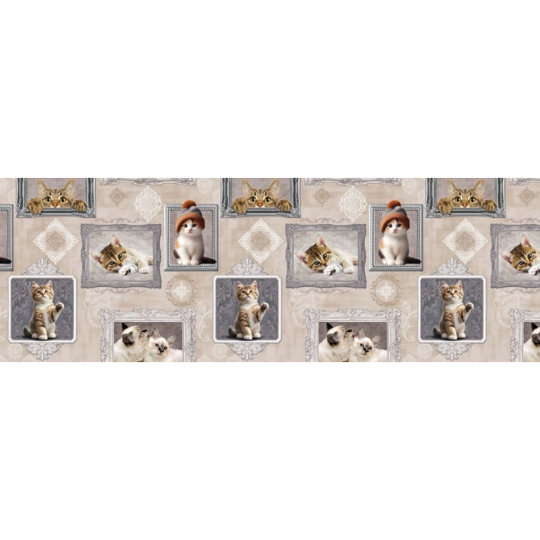 Toile cirée BERLIOZ gris - Nappe à chatons