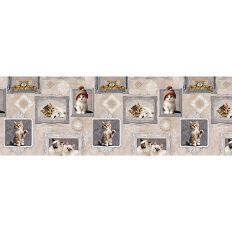 Toile cirée BERLIOZ gris - Nappe à chatons