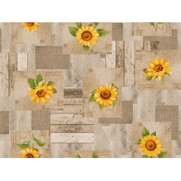 Toile cirée SUNFLOWER jaune - Nappe tournesol jaune