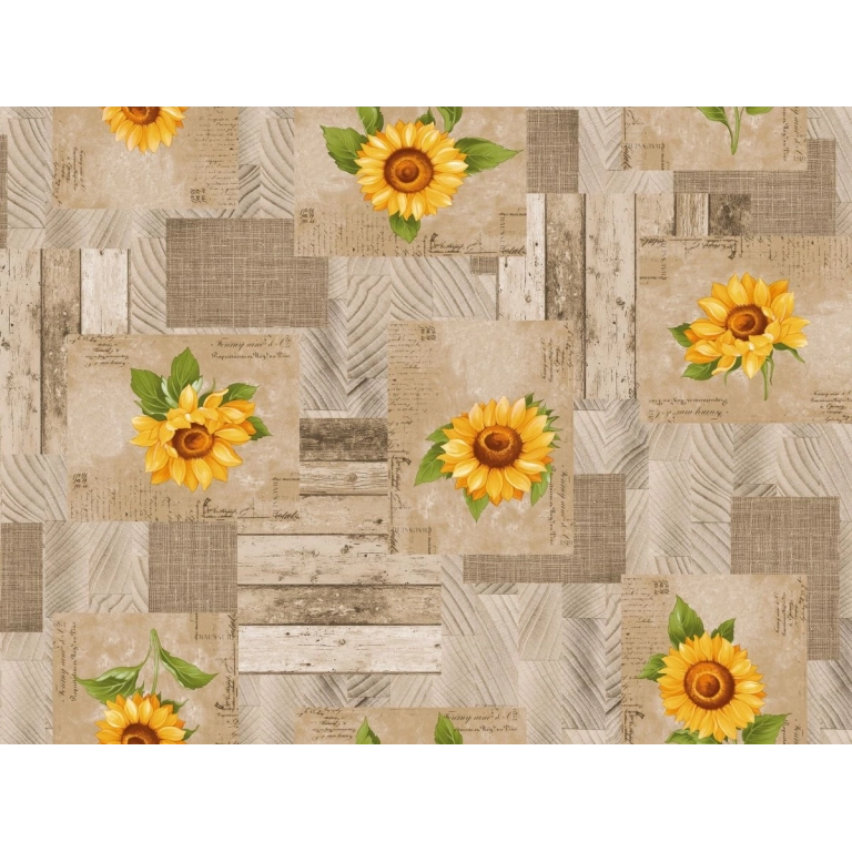 Toile cirée SUNFLOWER jaune - Nappe tournesol jaune