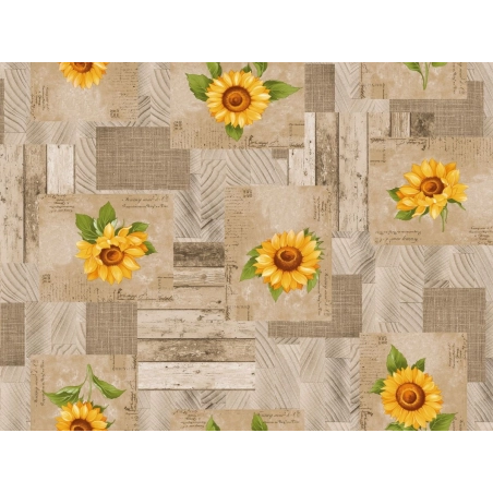 Toile cirée SUNFLOWER jaune - Nappe tournesol jaune