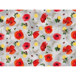 Toile cirée POPPY citrus - Nappe coquelicot et citron