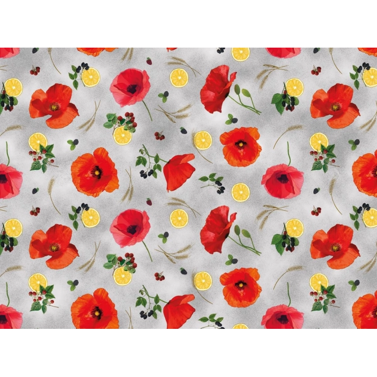Toile cirée POPPY citrus - Nappe coquelicot et citron