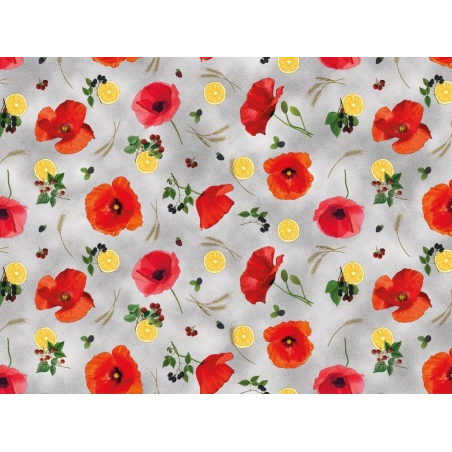 Toile cirée POPPY citrus - Nappe coquelicot et citron