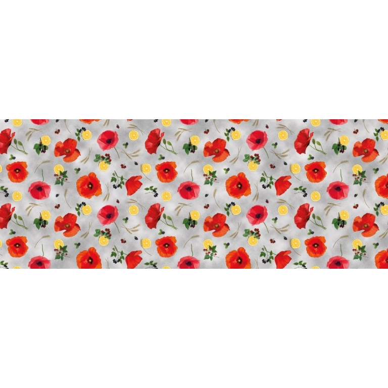Toile cirée POPPY citrus - Nappe coquelicot et citron