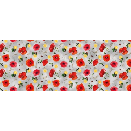 Toile cirée POPPY citrus - Nappe coquelicot et citron