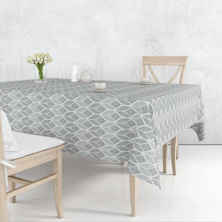 Toile cirée AMANI gris - Nappe motif géométrique