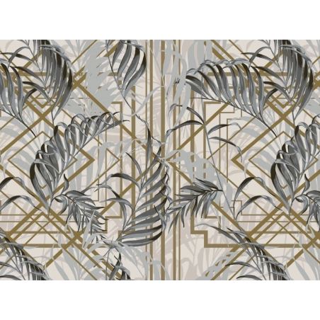 Toile cirée MAJESTIC doré - Modèle feuillage chic