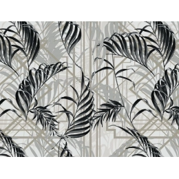 Toile cirée MAJESTIC noir - Modèle feuillage chic