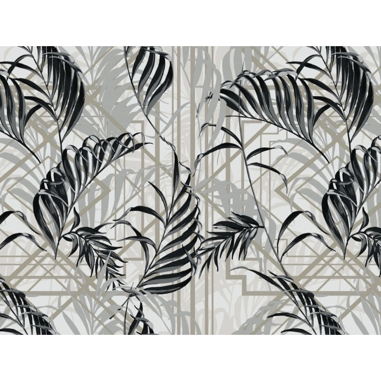 Toile cirée MAJESTIC noir - Modèle feuillage chic