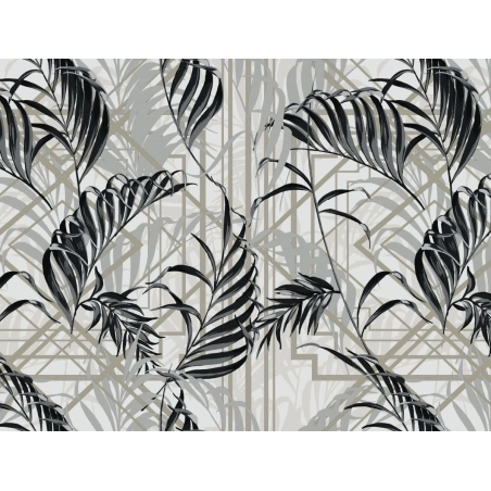 Toile cirée MAJESTIC noir - Modèle feuillage chic