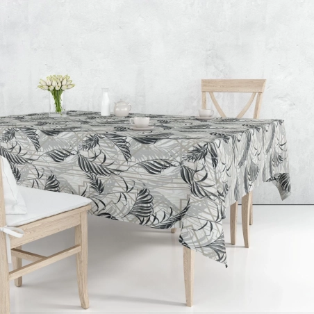 Toile cirée MAJESTIC noir - Modèle feuillage chic