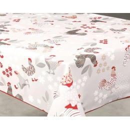 Nappe tisuus anti tache 8 à 10 personnes - nappe polyester décor poulette