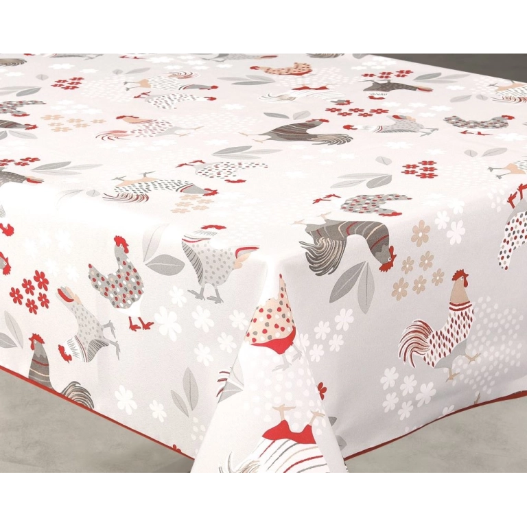Nappe tisuus anti tache 8 à 10 personnes - nappe polyester décor poulette