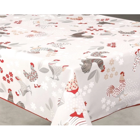Nappe tisuus anti tache 8 à 10 personnes - nappe polyester décor poulette
