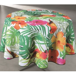 Nappe anti-tâche ronde - idéal 6 à 8 personne modèle mosaique rouge