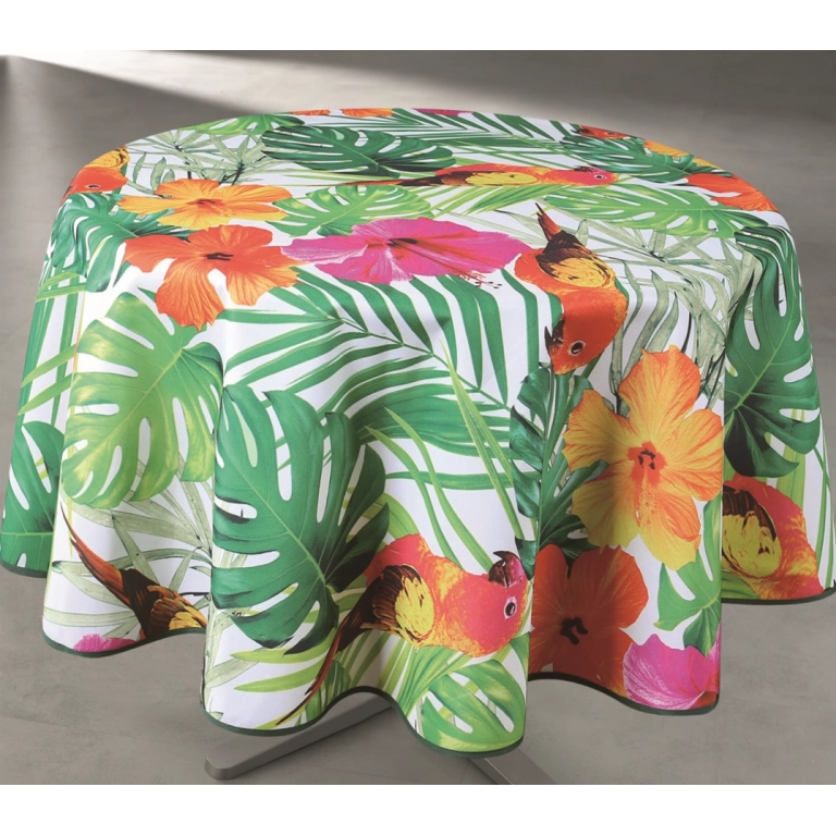 Nappe anti-tâche ronde - idéal 6 à 8 personne modèle mosaique rouge