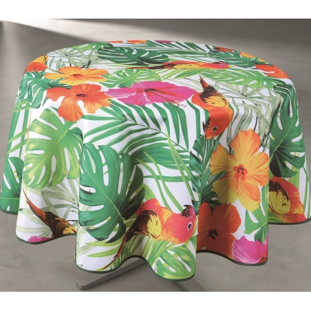 Nappe anti-tâche ronde - idéal 6 à 8 personne modèle mosaique rouge