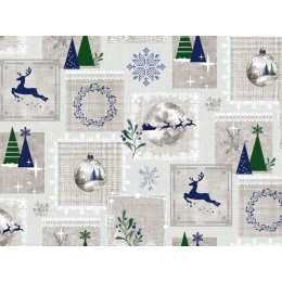 Nappe de noël NORDIC bleu - Nappe festive de noël