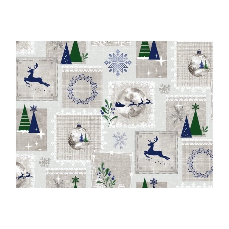 Nappe de noël NORDIC bleu - Nappe festive de noël