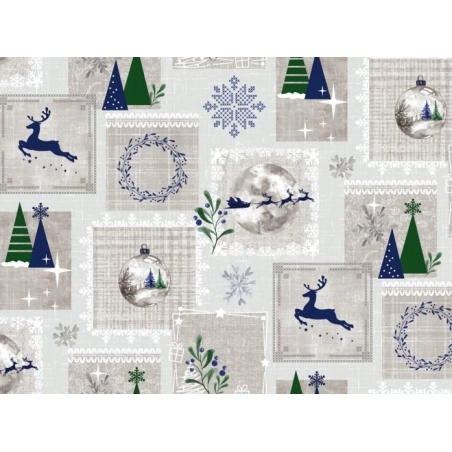 Nappe de noël NORDIC bleu - Nappe festive de noël