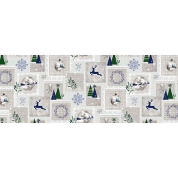 Nappe de noël NORDIC bleu - Nappe festive de noël