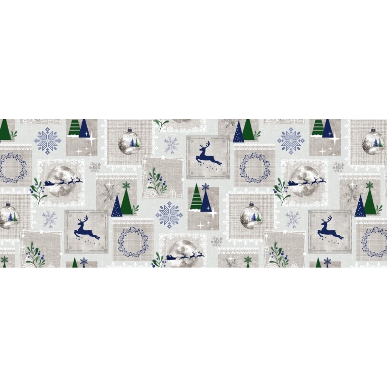 Nappe de noël NORDIC bleu - Nappe festive de noël