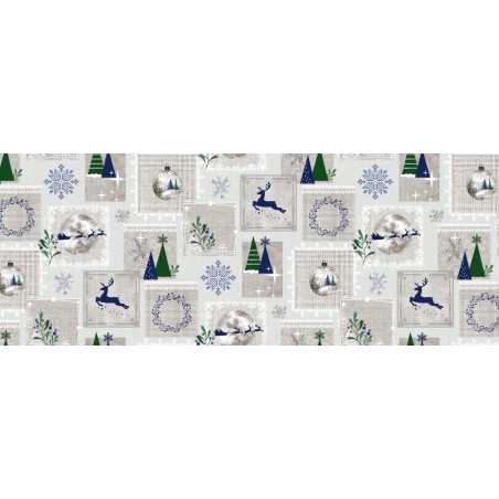 Nappe de noël NORDIC bleu - Nappe festive de noël