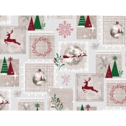 Nappe de noël NORDIC rouge - Nappe festive de noël