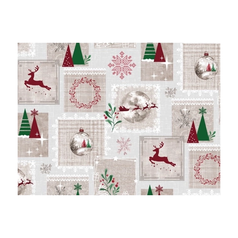 Nappe de noël NORDIC rouge - Nappe festive de noël
