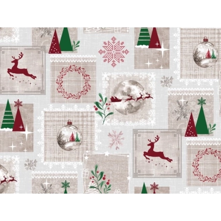 Nappe de noël NORDIC rouge - Nappe festive de noël
