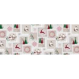 Nappe de noël NORDIC rouge - Nappe festive de noël