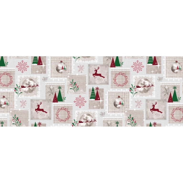 Nappe de noël NORDIC rouge - Nappe festive de noël
