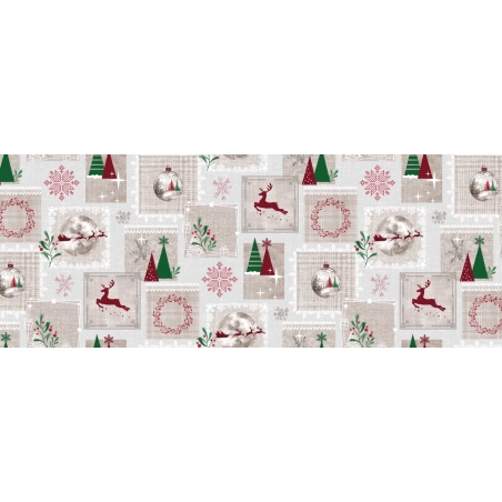 Nappe de noël NORDIC rouge - Nappe festive de noël