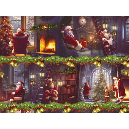 Nappe de noël CHEMINEE foncée - Nappe de Noël magie de Noël