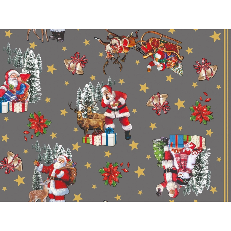 Nappe de noël TRADITION gris - Nappe festive de Noël