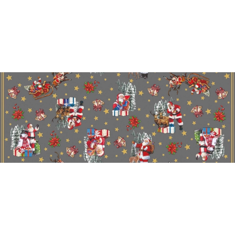 Nappe de noël TRADITION gris - Nappe festive de Noël