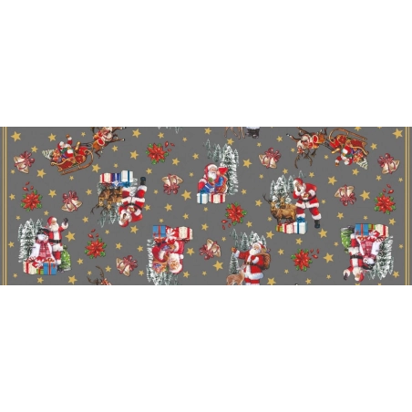 Nappe de noël TRADITION gris - Nappe festive de Noël