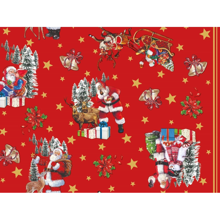 Nappe de noël TRADITION rouge - Nappe festive de Noël