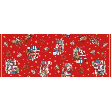 Nappe de noël TRADITION rouge - Nappe festive de Noël