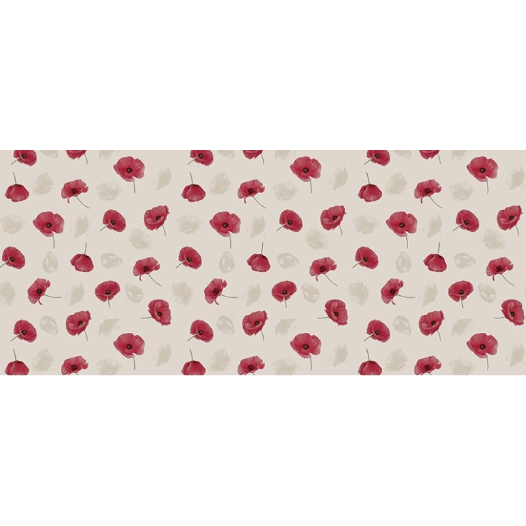 Toile cirée 160 COQUELI rouge - Nappe à fleur coquelicot rouge