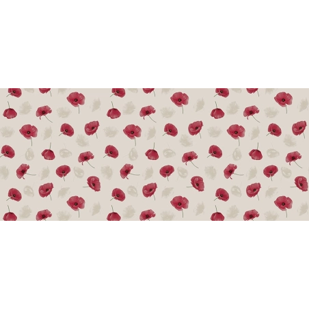 Toile cirée 160 COQUELI rouge - Nappe à fleur coquelicot rouge