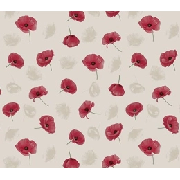 Toile cirée 160 COQUELI rouge - Nappe à fleur coquelicot rouge