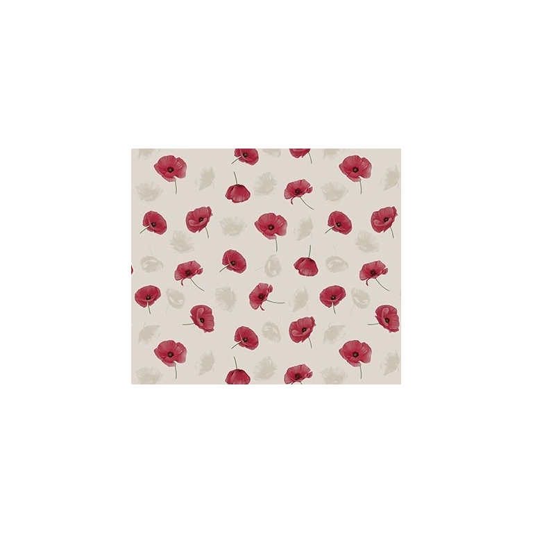 Toile cirée 160 COQUELI rouge - Nappe à fleur coquelicot rouge