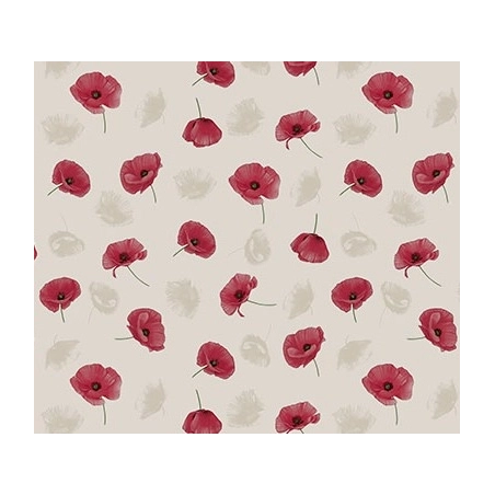 Toile cirée 160 COQUELI rouge - Nappe à fleur coquelicot rouge