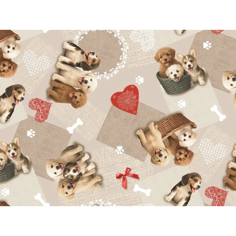 Toile cirée SCOOBY beige - Nappe à chiens