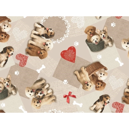 Toile cirée SCOOBY beige - Nappe à chiens