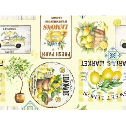 Toile cirée RIVIERA jaune - nappe cirée avec des citrons