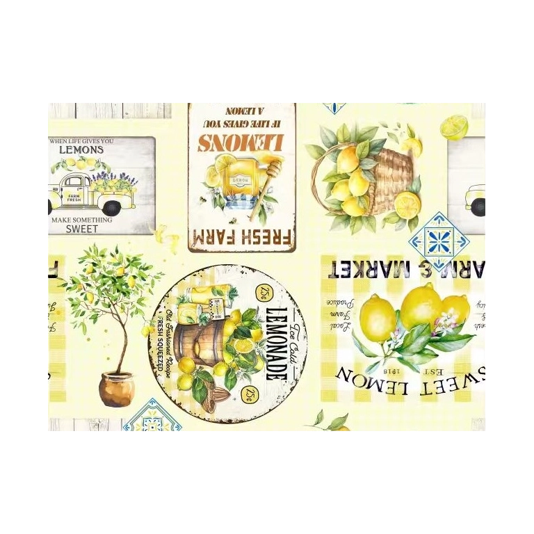 Toile cirée RIVIERA jaune - nappe cirée avec des citrons
