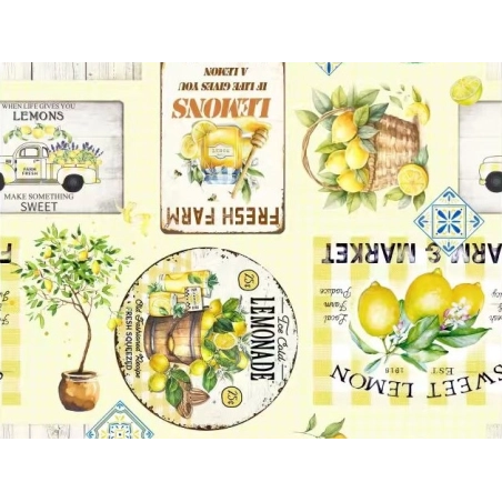 Toile cirée RIVIERA jaune - nappe cirée avec des citrons